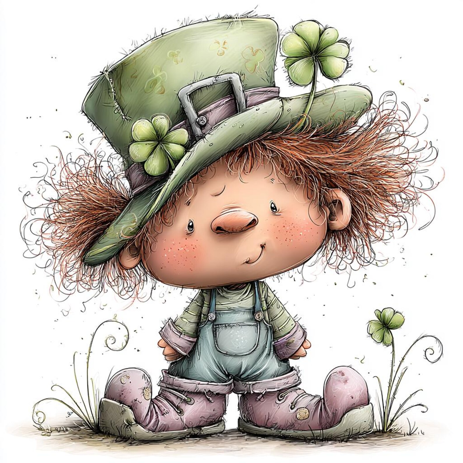 Whimsy Patrick Quirky Whimsical St. Patrick's Day Character Illustration Art Print - Etsy