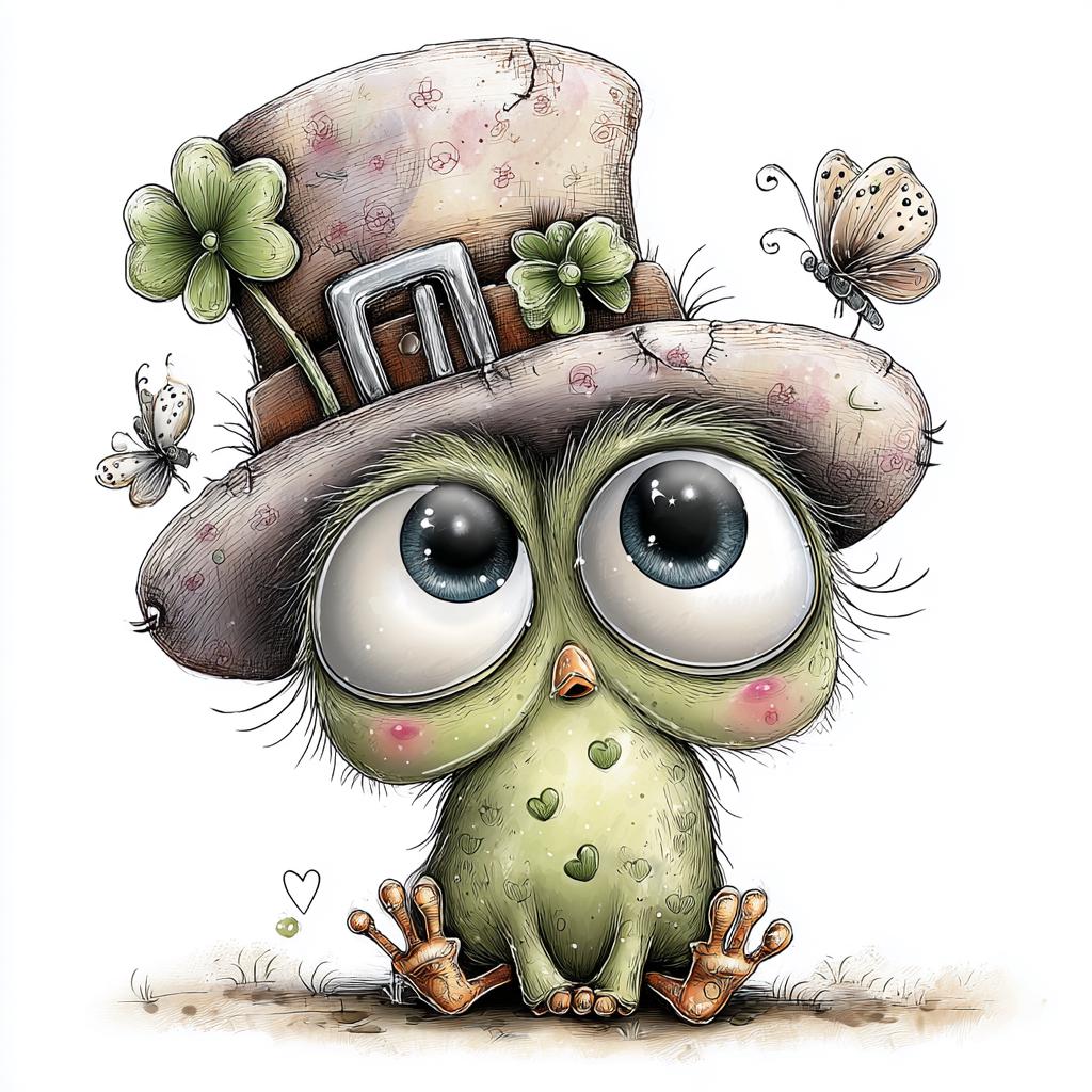Whimsy Patrick Quirky Whimsical St. Patrick's Day Character Illustration Art Print - Etsy