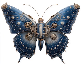 Steampunk Butterfly Clipart Bundle - Vintage Insect Illustrations for Crafting