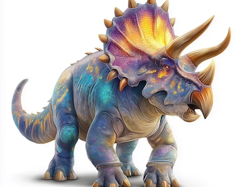 Vibrant Triceratops Clipart Set - Colorful Dinosaurs for Creative Projects