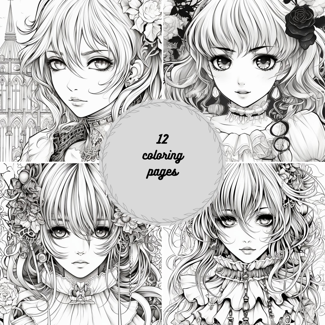 Printable Coloring Page - Instant PDF Download - Anime Gothic ...