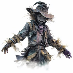 ハロウィーンを楽しむための不気味なかかしのクリップアートセット