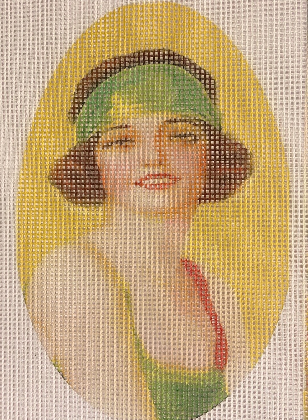 Needlepoint Canvas retro Woman no Threads Etsy