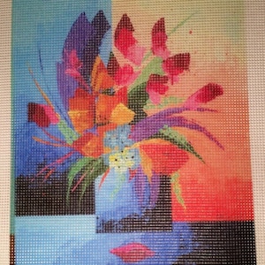 Needlepoint canvas "Floral Vase Tapestry" **No Threads**