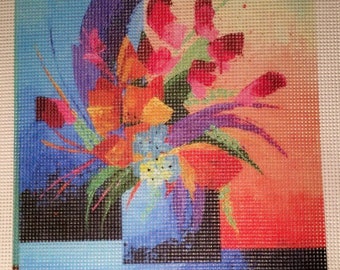 Needlepoint canvas &quot;Floral Vase Tapestry&quot; **No Threads**