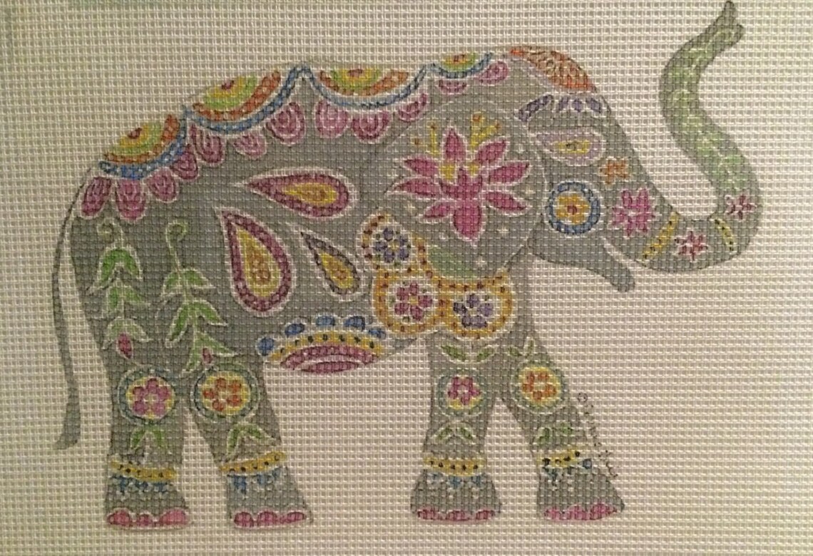 Needlepoint canvas Indian Elephant Wall art or Etsy