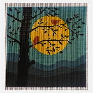 Needlepoint canvas &quot;Silhouette Sun set&quot; **No Threads**