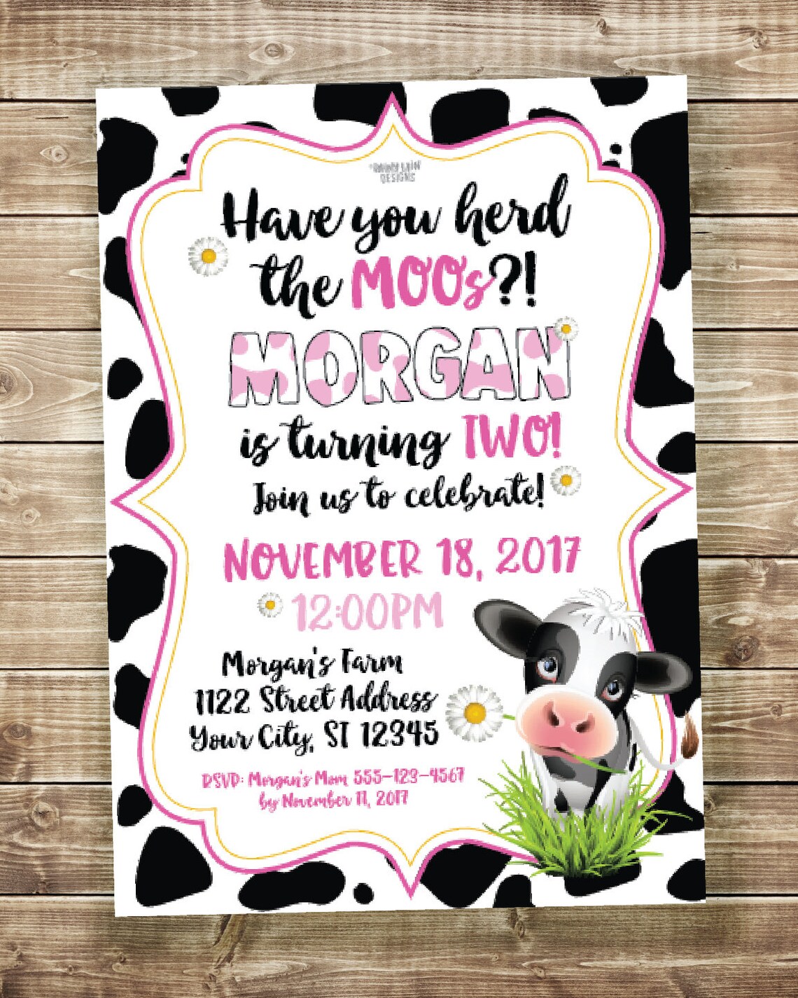 Farm Birthday Party Invite Cow Party Invitations Printable | Etsy