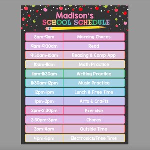 Printable Kids Home School Schedule Editable Daily Schedule Kid Task ...
