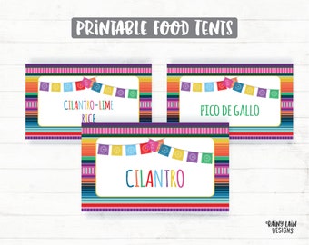 Fiesta Food Tents, Editable Food Cards, Food Signs Fiesta Food Labels, Graduation, 1st birthday, Couples Shower, Taco Twosday, Baby Shower