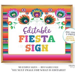 Editable Fiesta Sign Serape Custom Printable Fiesta Sign Decorations Theme Welcome Fiesta Ideas Poster Banner Birthday Shower Graduation