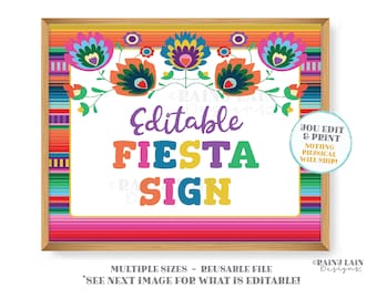 Editable Fiesta Sign Serape Custom Printable Fiesta Sign Decorations Theme Welcome Fiesta Ideas Poster Banner Birthday Shower Graduation