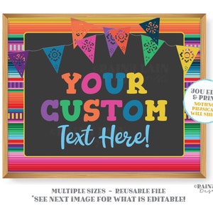 Editable Fiesta Sign Custom Serape Welcome Fiesta Ideas Decorations Theme Printable Fiesta Sign Poster Banner Birthday Shower Graduation