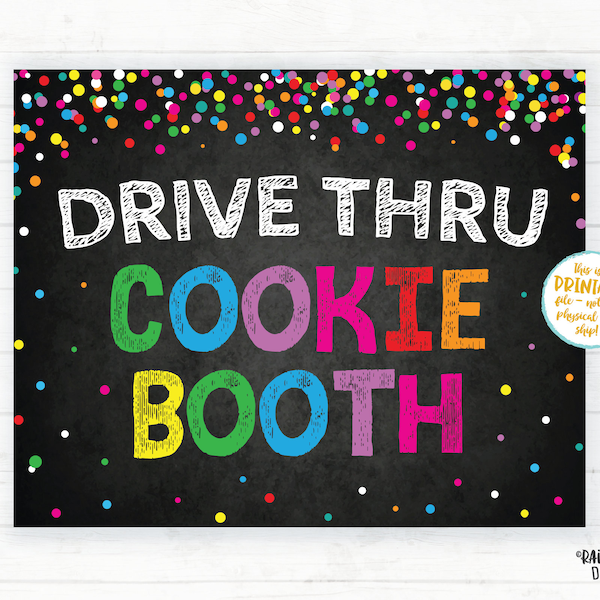 Drive Thru Cookie Booth Sign, Cookie Booth Printable Cookie Sign, Cookies Printable, Drive Thru Bake Sale, Fundraiser Sign