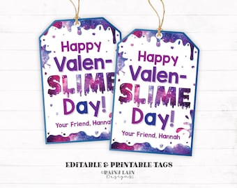 Editable Slime Valentine Printable, Valenslime Day Tag
