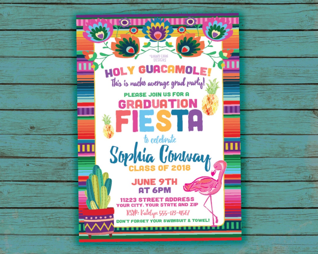 Graduation Fiesta Invitation, Printable Fiesta Invite, Pineapple Invite ...