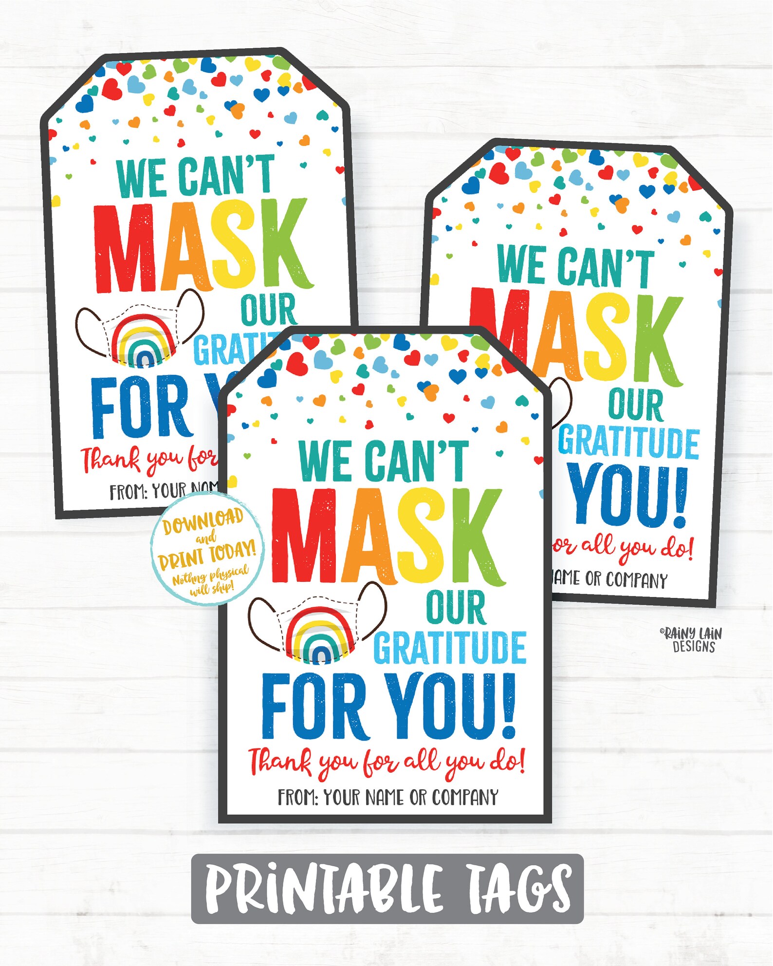 Face Mask Gift Tag Can't Mask Our Gratitude Mask Tag Etsy