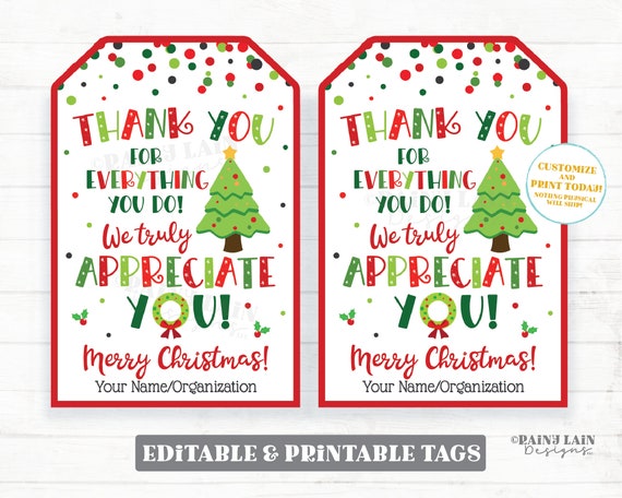 Editable Christmas Gift Tags - Printable Winter Holiday Labels, Student  Gift Tags