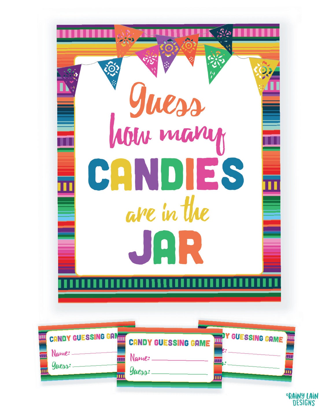 Guess How Many Candies Are in the Jar Baby Shower Game Fiesta Etsy Canada