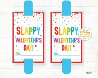 Slappy Valentine's Day, Slappy Valentine, Slap Bracelet Valentine, Preschool Classroom Valentines, Printable Kids Non-Candy Valentine Tags