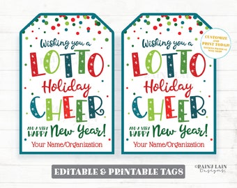 Wishing you a Lotto Cheer and a Happy New Year Holiday Lotto Tags Lottery Christmas Gift Tag Staff Appreciation Friend Co-Worker Teacher