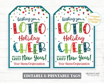 Nous vous souhaitons une bonne année du loto et de bonnes fêtes de fin d'année Étiquettes de loto Loterie Étiquette-cadeau de Noël Remerciement du personnel Ami Collègue Enseignant