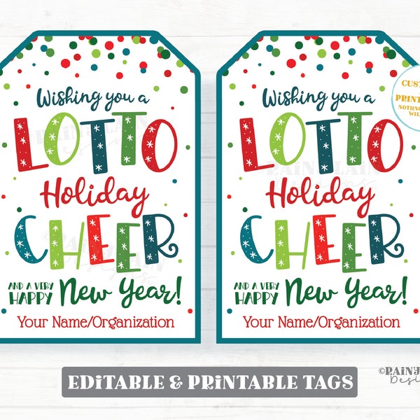 Wishing you a Lotto Cheer and a Happy New Year Holiday Lotto Tags Lottery Christmas Gift Tag Staff Appreciation Friend Co-Worker Teacher