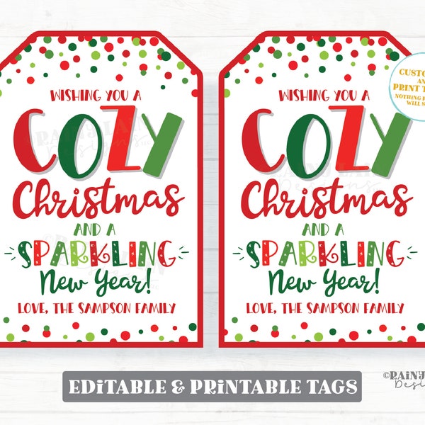 Cozy Christmas and Sparkling New Year Tag Fuzzy Blanket Gift Holiday Throw Scarf Socks Mittens Gloves Wine Champagne Cider Teacher Staff PTO