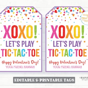 Tags de la Saint-Valentin, mordant des pieds et des mains, XOXO Tags, jeu, étiquette imprimable de la Saint-Valentin sans bonbons pour la classe préscolaire pour enfants