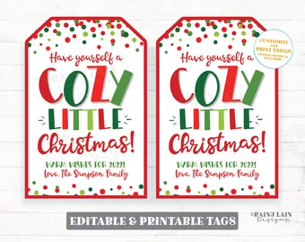 Have yourself a Cozy little Christmas Tag Fuzzy Blanket Gift Holiday Throw Scarf Socks Mittens Gloves Teacher Staff PTO