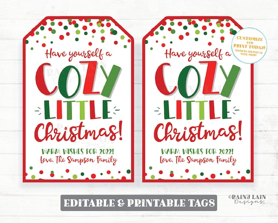 Have yourself a Cozy little Christmas Tag Fuzzy Blanket Gift Holiday Throw Scarf Socks Mittens Gloves Teacher Staff PTO