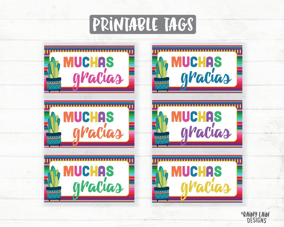 Fiesta Thank You Tags Muchas Gracias Tags Fiesta Favor Tag - Etsy