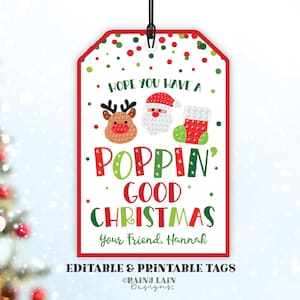 Christmas Pop Gift Tag Poppin Good Popping Holiday Fidget Toys Teacher to Student Classroom Preschool Kids Editable Tag