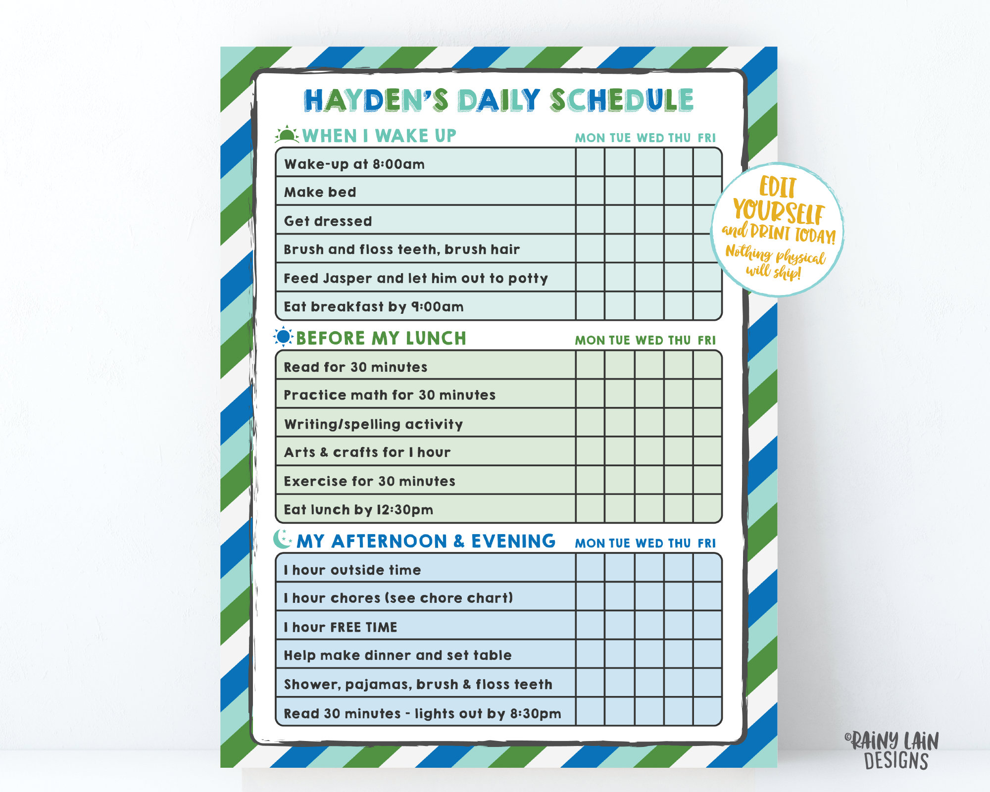 home-school-schedule-editable-kids-schedule-printable-kids-daily-checklist-task-list-chore-chart-template-weekly-planner-homeschool-planner-etsy