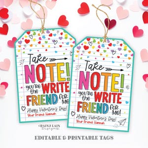 Take Note Valentine, Write Friend Valentine&#39;s Day Tag, Scratch Art Valentine, Pencil, Pen, Note Pad, Notebook, Non-Candy, Exchange, Easy