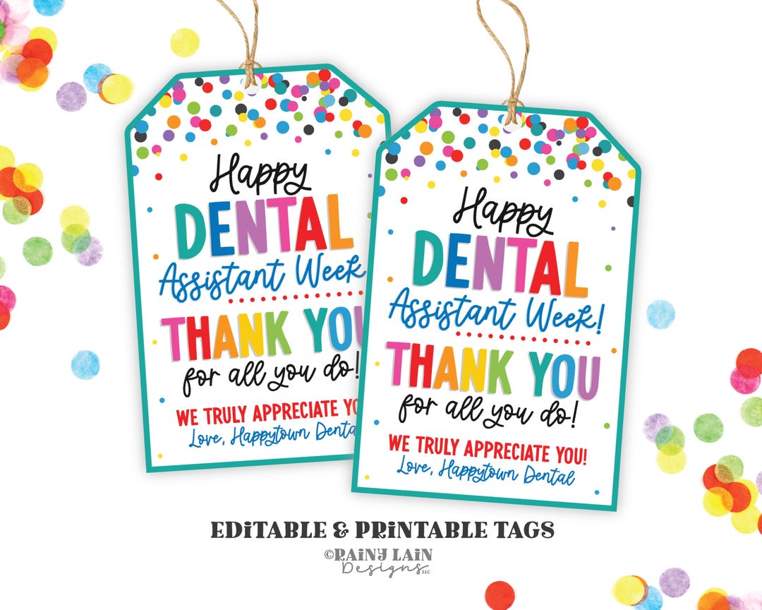 Happy Dental Assistant Week Gift Tag, Dental Assistant Appreciation ...
