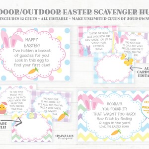 Easter Scavenger Hunt Easter Egg Hunt Printables Easter Treasure Hunt Bunny Clues Notes from the Easter Bunny Scavenger Hunt Printable