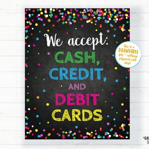 Aceptamos tarjetas de crédito y débito Sign, Cookie Booth Imprimible, Cookie Sign, Cookie Printable, Credit Cards, Cookie Booth Sign