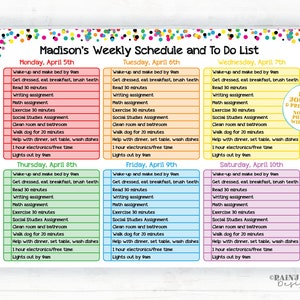 Weekly School Schedule Template, Editable Home School Schedule, Daily Checklist, Task List, Printable Schedule, Weekly HomeSchool Planner image 1