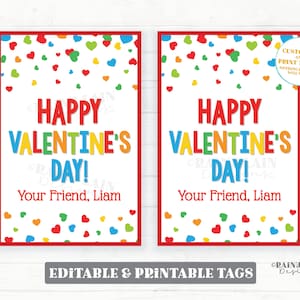 Happy Valentine's Day Tag, bearbeitbarer Junge Einfaches Valentinstag Geschenk, Vorschule, Klassenzimmer, Studentengeschenk druckbare Kinderideen