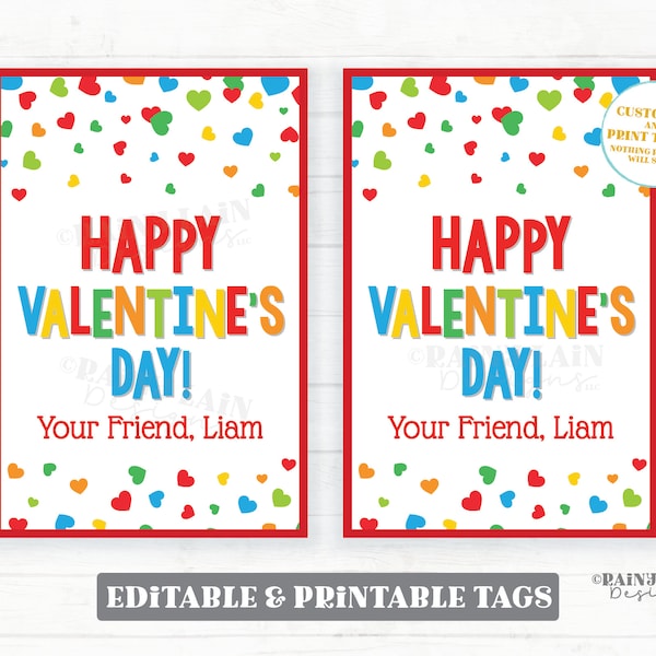 Happy Valentine's Day Tag, bearbeitbarer Junge Einfaches Valentinstag Geschenk, Vorschule, Klassenzimmer, Studentengeschenk druckbare Kinderideen