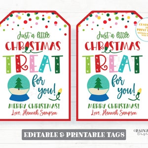 Christmas Treat Tags A Little Treat For You Holiday Gift Sweets Co-Worker Teacher Neighbor Staff Exchange PTO Homemade