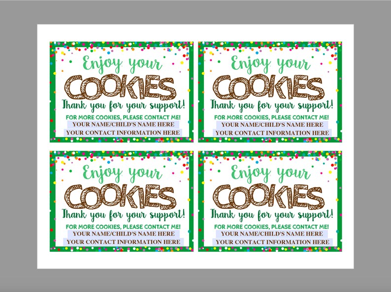 Editable Thank you Notes Cookie Thank You Note Thank You Etsy