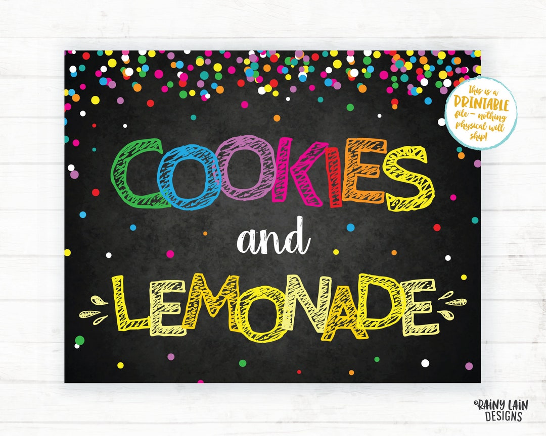 Cookies and Lemonade Sign, Lemonade and Cookies Poster, Cookie Booth