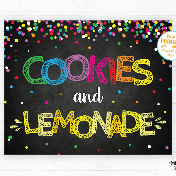 Cookies and Lemonade Sign, Lemonade and Cookies Poster, Cookie Booth Sign, Cookie Printable, Cookie Sign, Bake Sale, Fundraiser, Stand