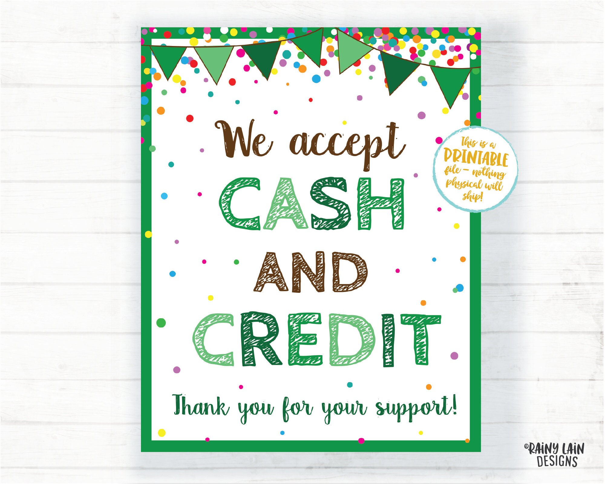 We Accept Cash And Credit Cards Sign Cookie Booth Printable Cookie 