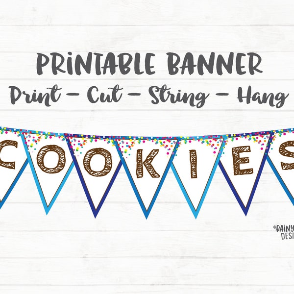 Cookies Banner Cookies Printable Banner, Cookie Booth Banner, Cookie Printable, Printable Cookies, Cookie Sign, Bake Sale Banner