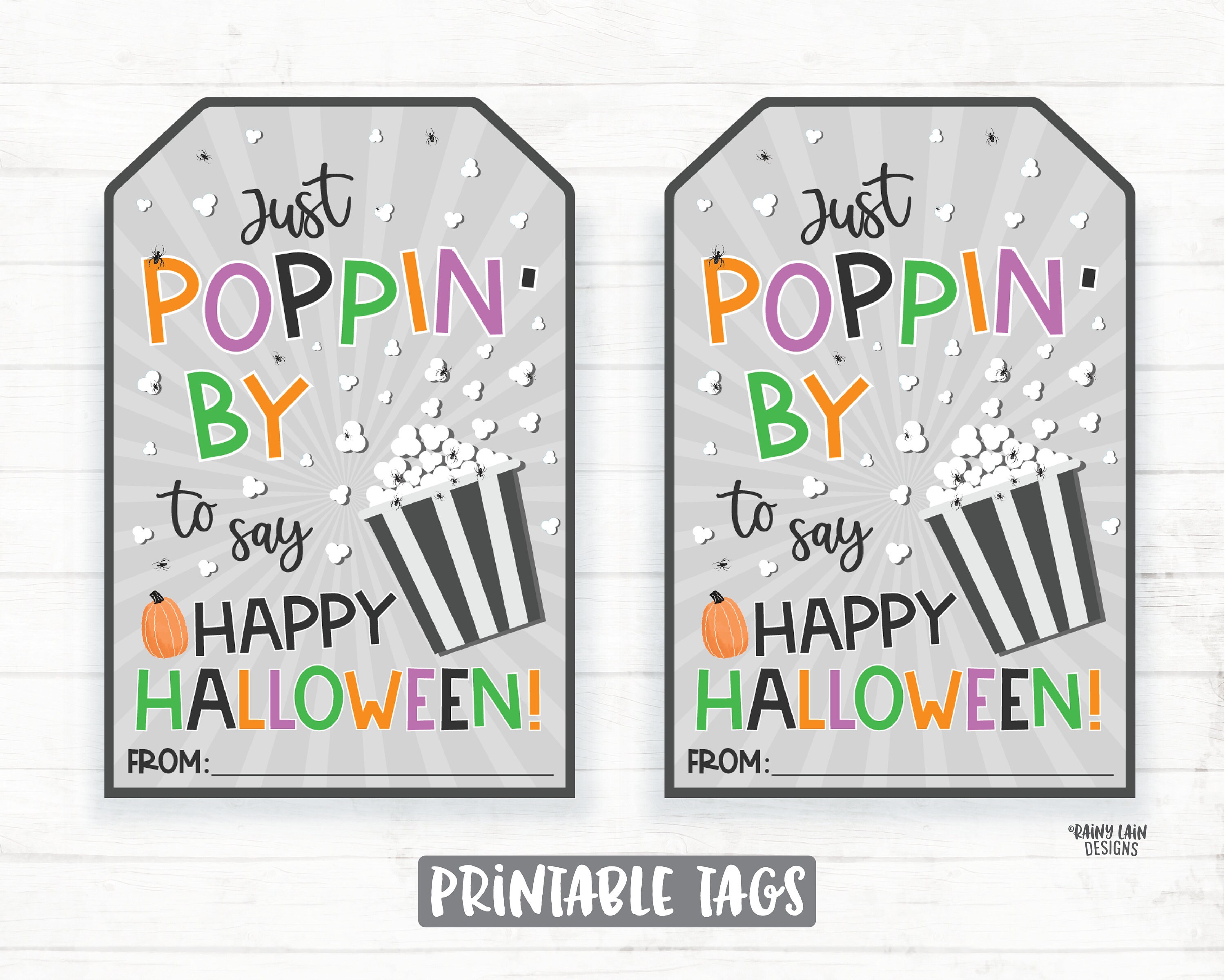 Popcorn Thank You Tag just poppin by to say happy halloween Etsy