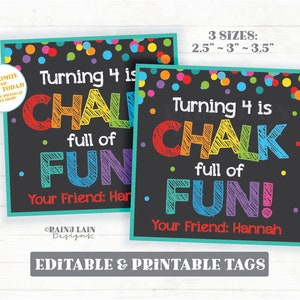 Sidewalk Chalk Party Favor Tags birthday favor tags Turning is Chalk full of Fun Any Age classroom preschool chalk tag chalk favor