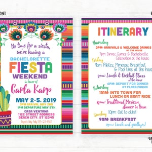 Fiesta Bachelorette Invitation, No time to siesta Bachelorette Fiesta Weekend, Fiesta Invite, Itinerary, Schedule, Details, Custom Printable